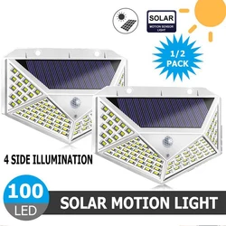 Luz Solar para exteriores, lámpara de pared LED con Sensor de movimiento PIR, luces LED impermeables para decoración de jardín, decoración de calle, 100