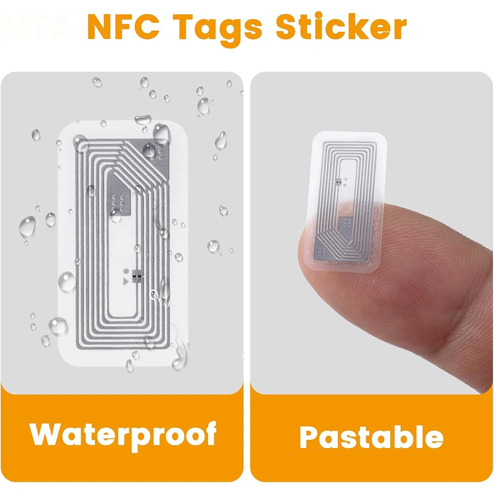 NFC-tagstickers transparante zelfklevende tags, RFID-tags met herschrijfbaar 137 byte-geheugen, geschikt voor alle NFC-compatibele smartphones