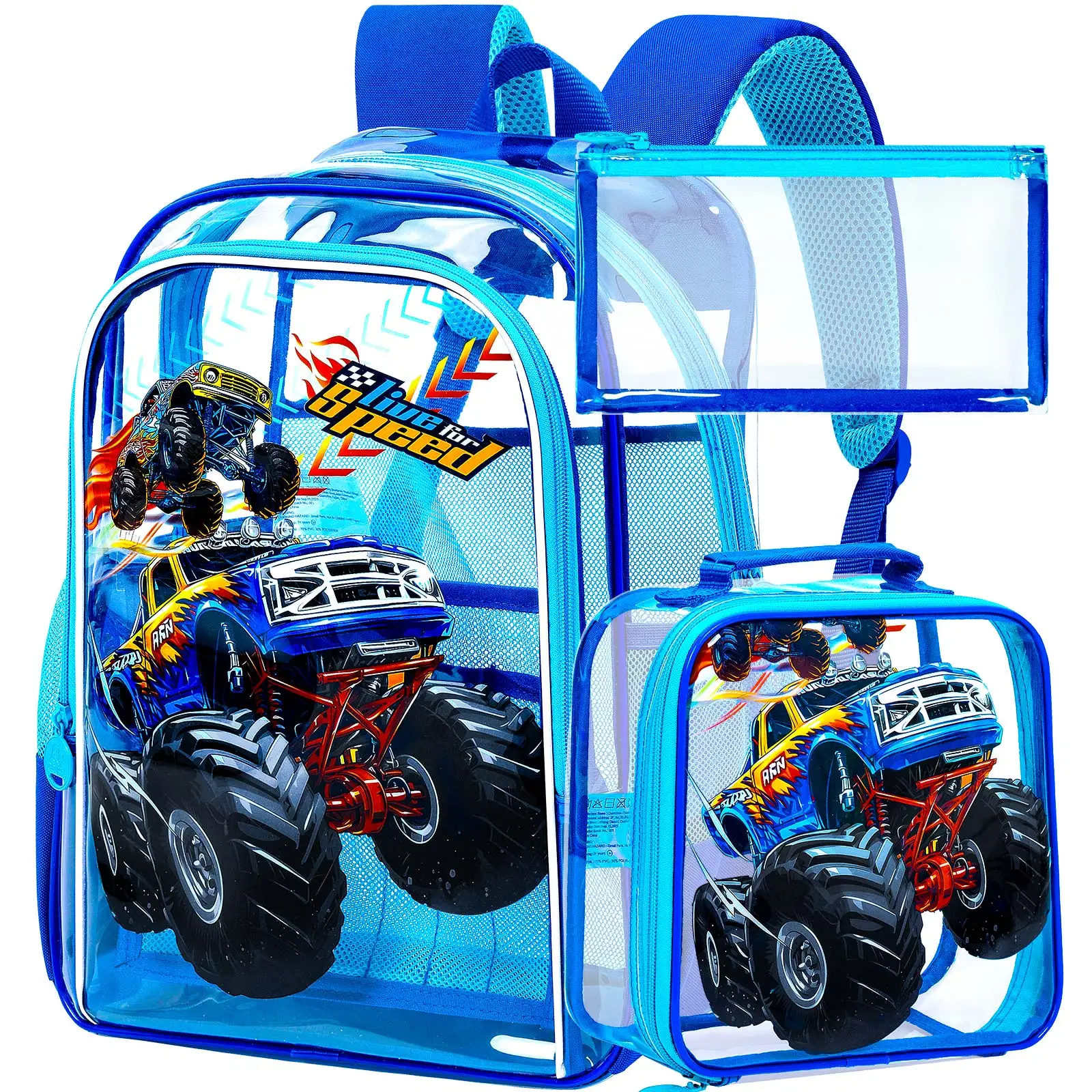 

Прозрачный рюкзак из 3 предметов для мальчиков, автомобильная прозрачная сумка для книг, прозрачная школьная сумка для детей начальной школы