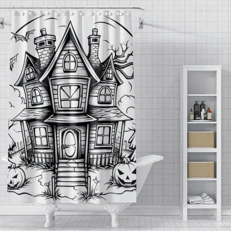 

ZYQ01Home decoration shower curtains bathroom waterproof curtain fabric Modern Nordic Living Room happy Halloween Autumn Pum6Bn%