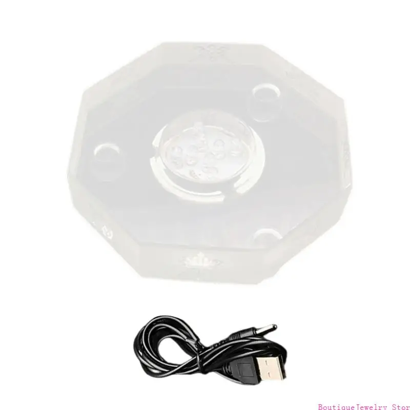 

E1PE Multicolor LED Illuminated Base With USB Power for Crystals Display and Artwork Showcase Sturdy Plastic Designs