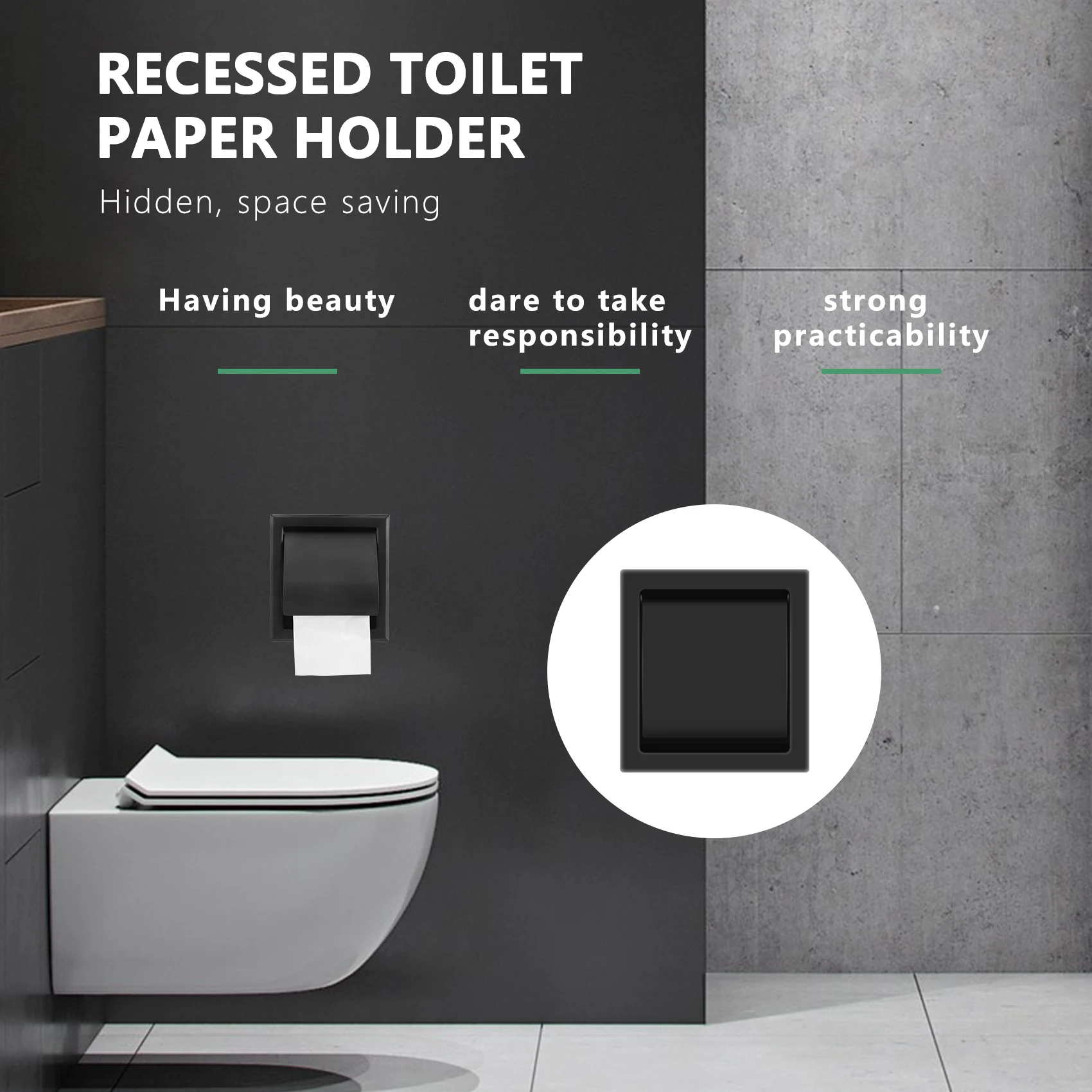 Recessed Toilet Paper Holder,Stainless Steel Double Roll Paper Box for Bathroom,Wall-Mounted Paper Storage Rack