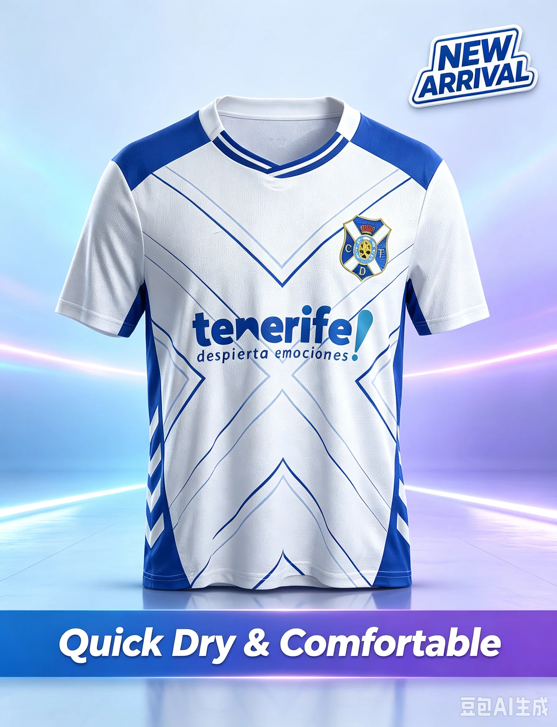 26-27 New Tenerife Football Jersey Summer 3D Printed Quick Drying Sports Men's and Women's Short Sleeved T-shirt Family Matching