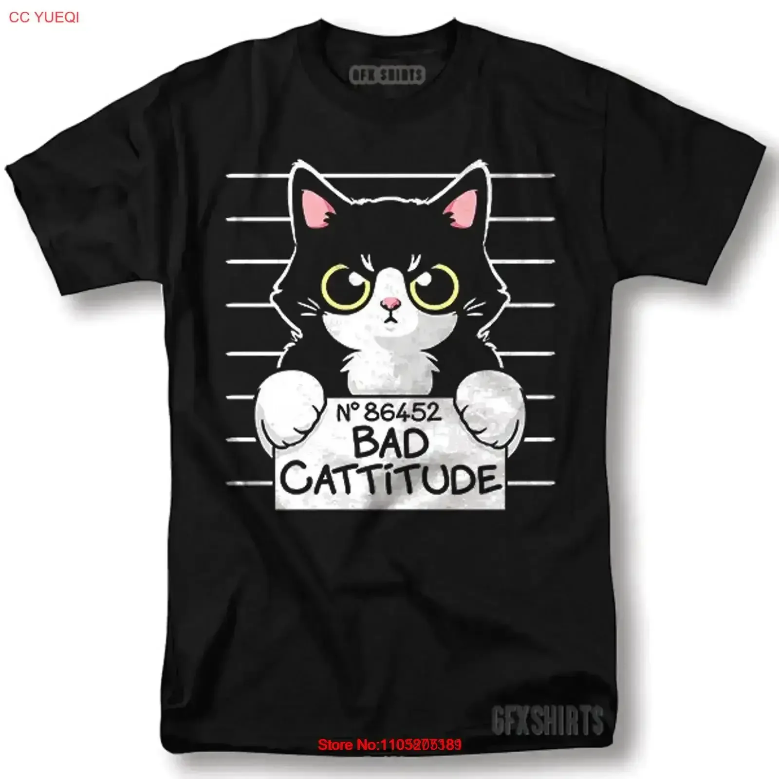 

Bad Cattitude CaT T Shirt Funny Cute Design Novelty vintage Washed Stylish designer clothes Versatile Stretched Soft vintage