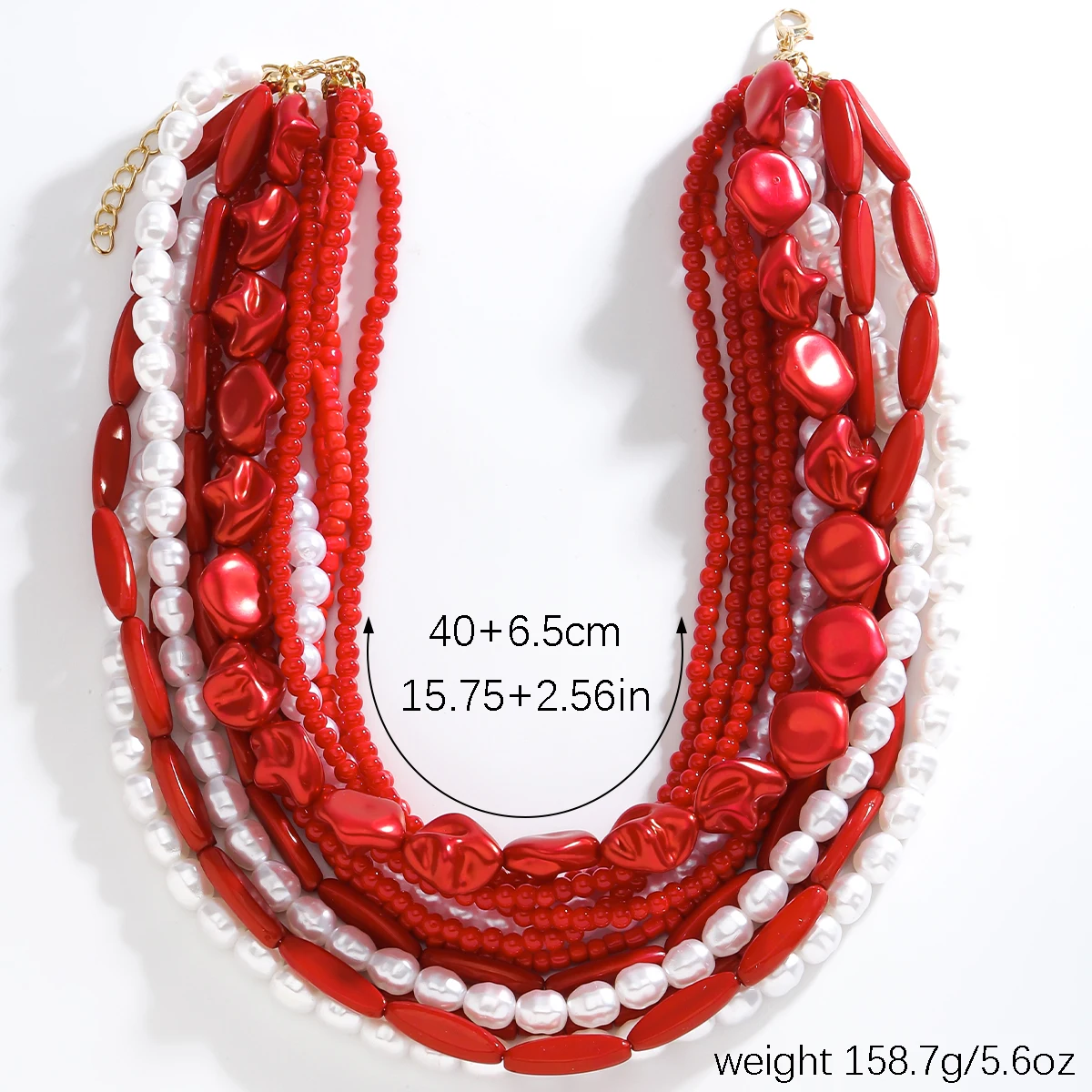 2024 New ZAA Summer Coral Red Imitation Pearl Beaded Necklace，Multi-layered Long Necklace，Fashionable Women\'s Jewelry Accessorie