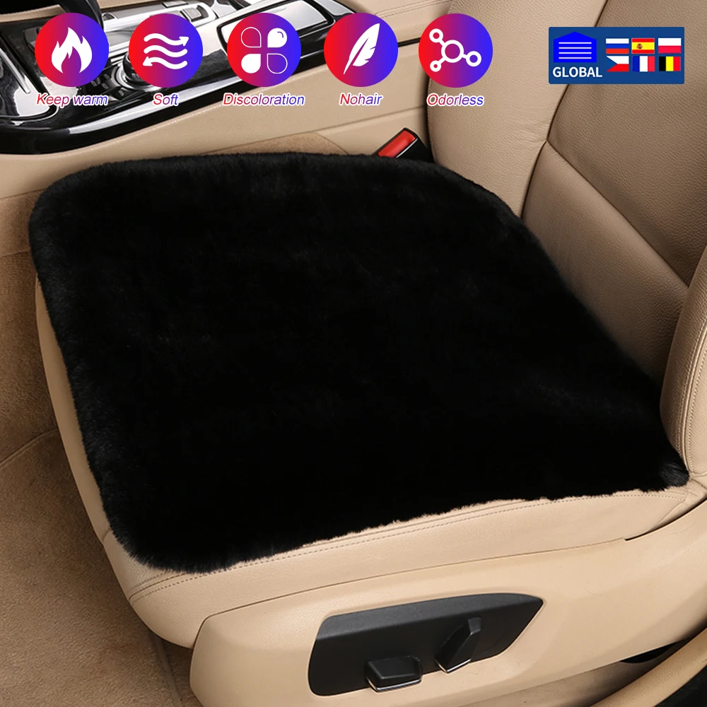 

1Pcs Universal Car Seat Cover Front Soft Plush Seat Protector For Automobile Winter Warm Cushion Protect Pad Mat Car Accessories