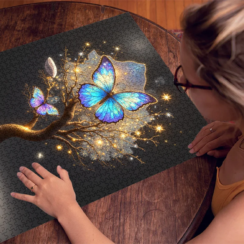 蝶の木の紙パズル 1000ピース 大型パズルおもちゃ 大人向けゲーム ギフト 家族向けインタラクティブゲーム パズル 装飾的な脳トレ