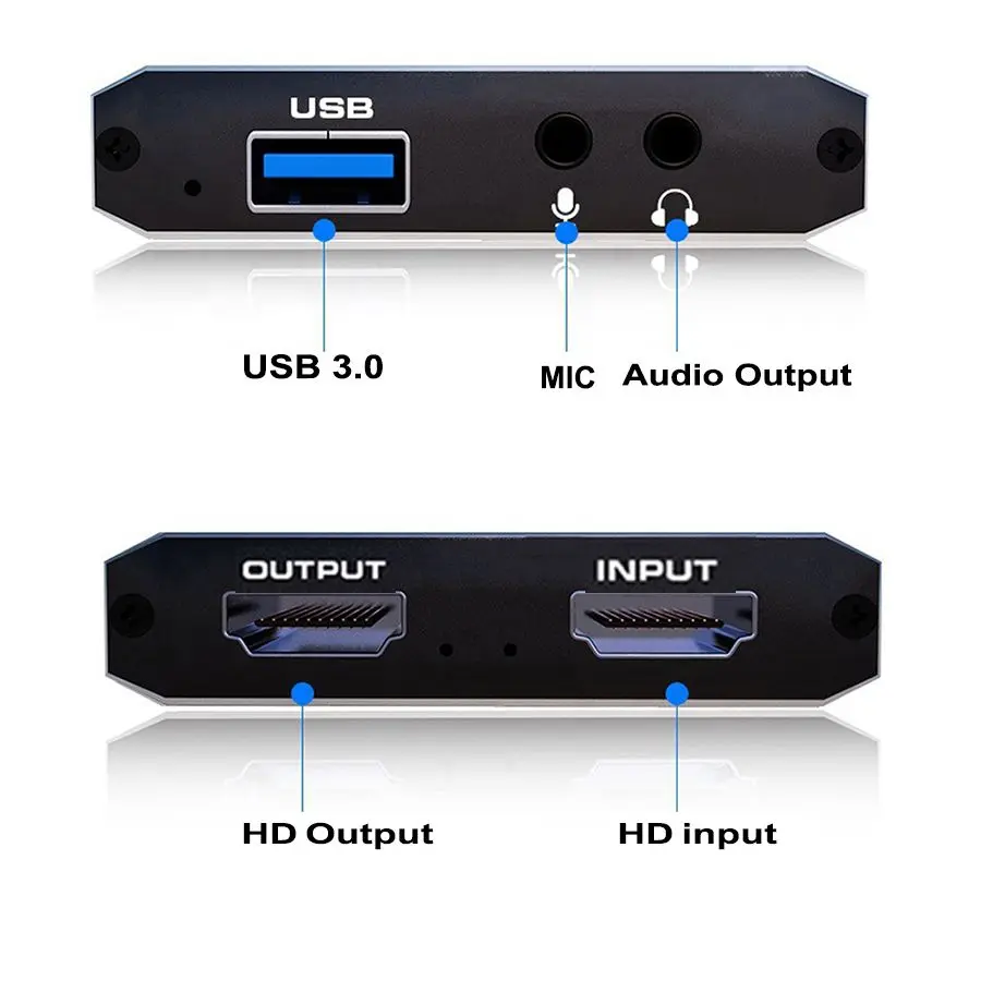 Video Audio Recording Box, 1080P60FPS, Capture Card com Loop Out 4K, USB C, A 3.0, PS4, Xbox, Switch, PC, jogo, câmera, Live Streaming