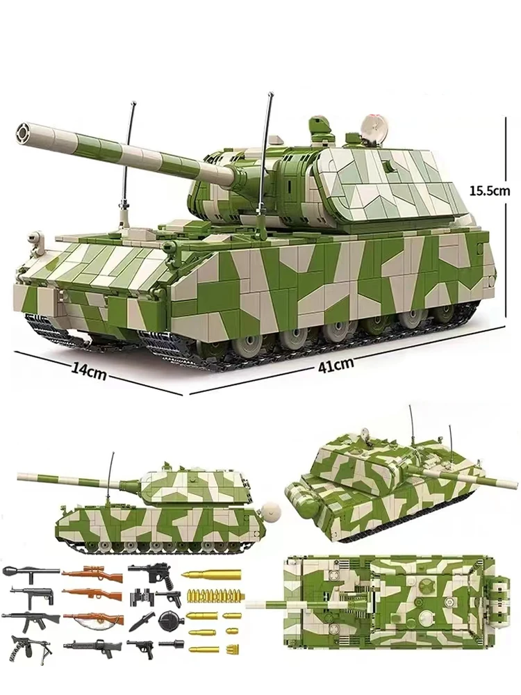 2930PCS Military German Mouse Tank Panzerkampfwagen VIII Maus Building Blocks WW2 Weapon Soliders Army Bricks Toy For Boys Kids