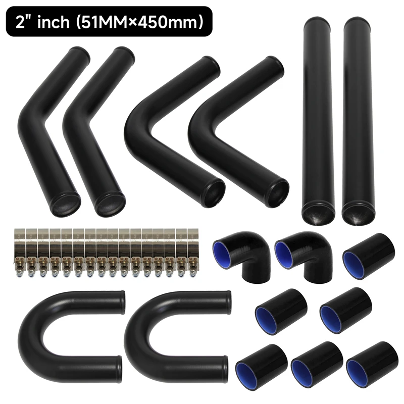 

2" 51mm Universal Turbo Boost Intercooler Pipe Kit 8Pcs Aluminum Piping