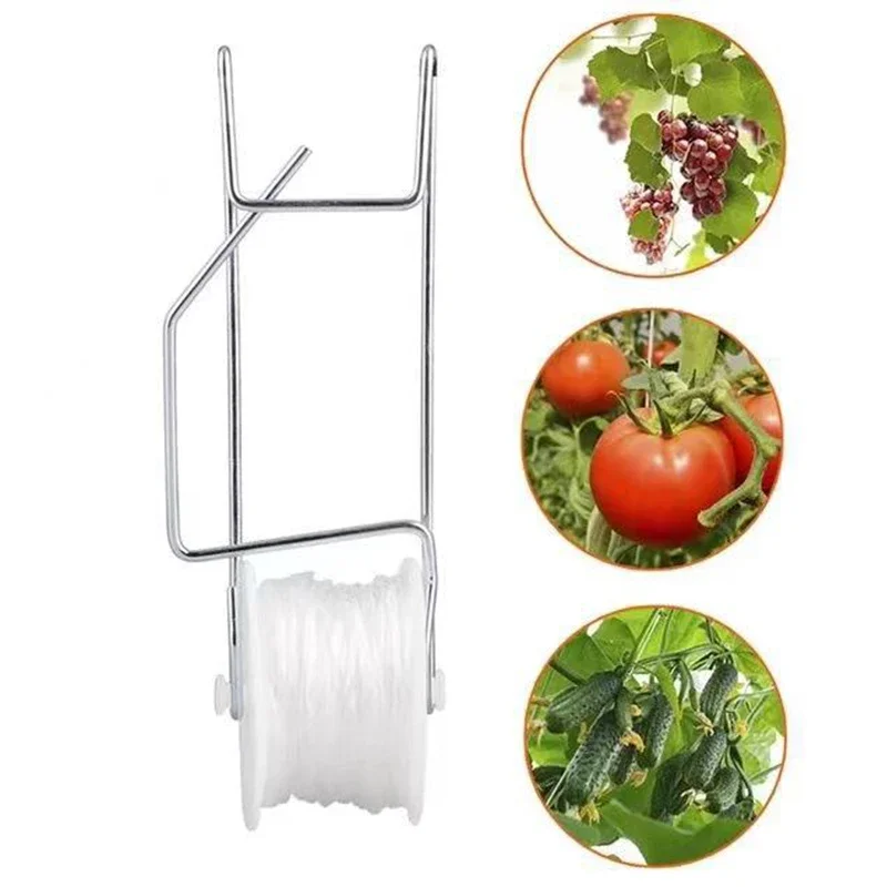 6szt Pieprz/Tomato Trellis Roller Hooks 15M Vine Support String for Greenhouse Plant Support Melons Vine Twine Crop Trellis Kit