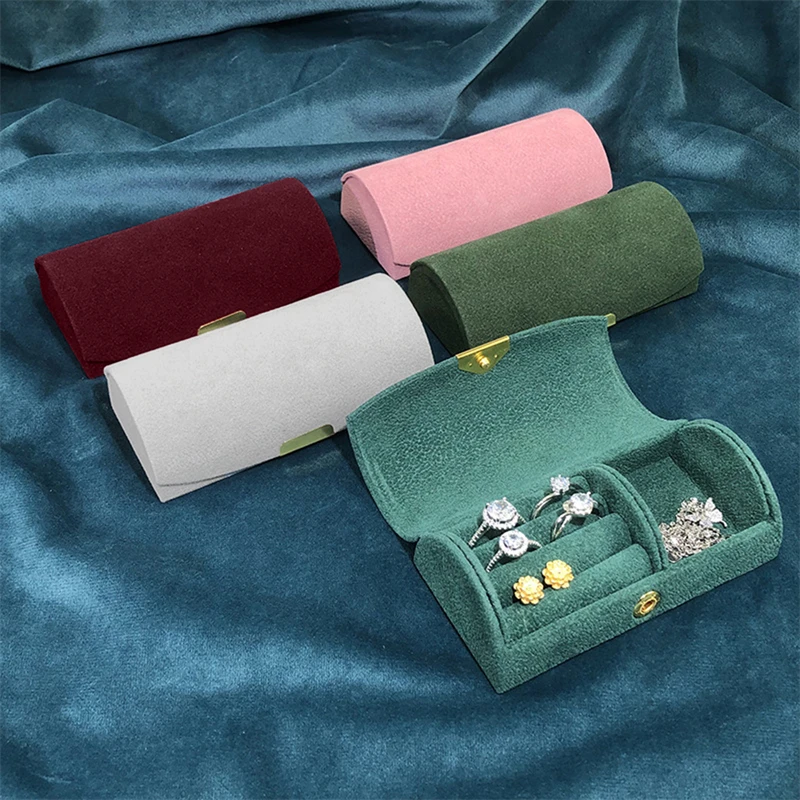 

Solid Color Portable Jewelry Storage Box New Exquisite Travel Jewelry Bag Suede Surface Jewelry Box Organizer