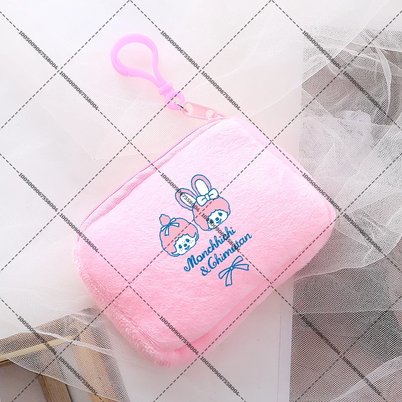 Monchhichi Coin Zipper Bag Printed Square Pack Portable Key Organizing Handbag Convenient Cartoon Wallet Card Holder Money Purse view 2