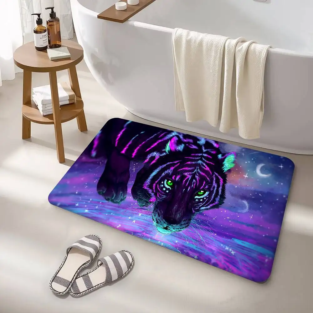 Tiger Art Science Fiction Bathroom Mat Retro Multiple Choice Living Room Kitchen Rug Non-Slip Bedside Mats