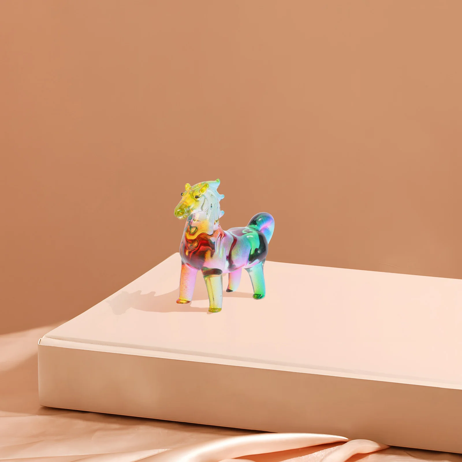 

Crystal Horse Statue Elegant Multicolored Design for Desktop Entryway Home Decor Sophisticated Animal Adornment Space Saving