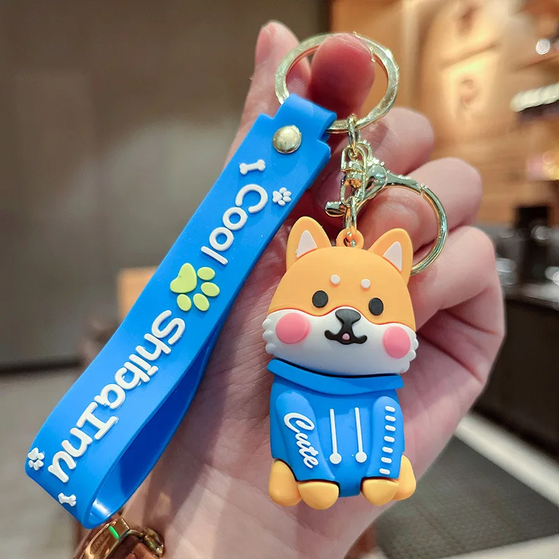 Personality Pvc Soft Rubber Shiba Inu Three-Dimensional Figure Car Key Chain Hanging Accessories Hanging Goods Wholesale