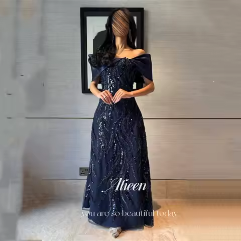 Aileen Evening Dresses Sequins فساتين سهرة Women Evening Dress Vestidos De Festa Prom Dresses 2025 Customized Dark Blue Women's