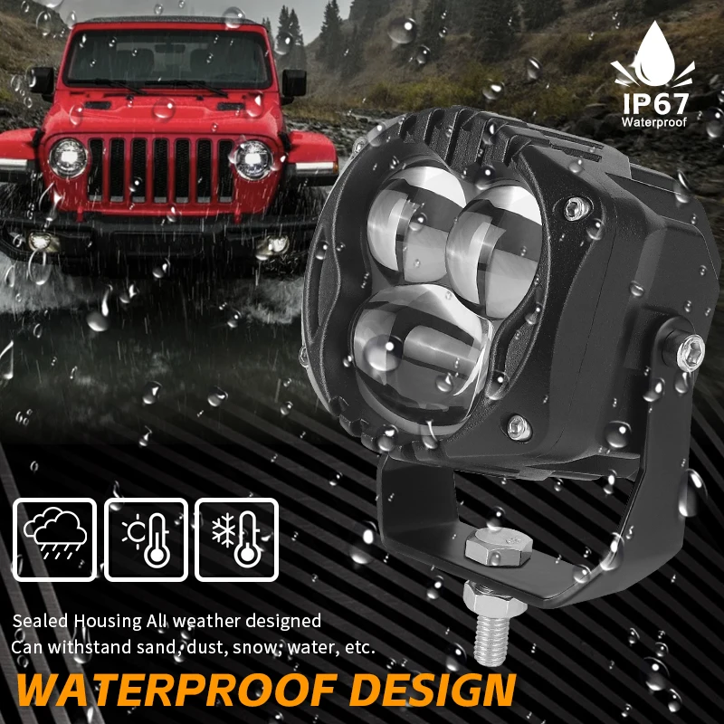 3 Zoll LED Pods Licht Hi-Lo-Strahl LED Arbeit Nebel Fahr licht Bar für Motorrad ATV Utv Geländewagen Offroad 4x4 Boot LKW 12V 24V – Detail 9