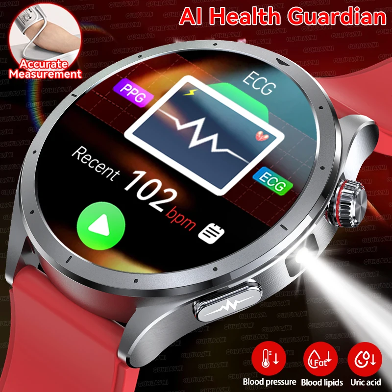 

2025 New AI Health Diagnosis Smart Watch Men Women Body analysis Uric acid Blood lipids ECG+PPG Clock Flashlight Call Smartwatch