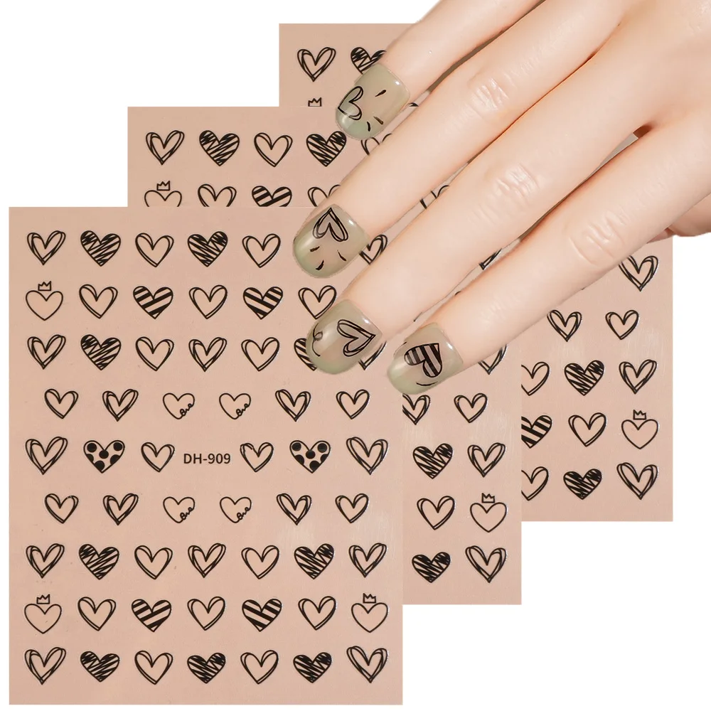 

1/5/10pcs Heart Nail Stickers 3D Flat Women Nail Art Decoration Stickers For DIY Self Adhesive Manicure Decoration Decals