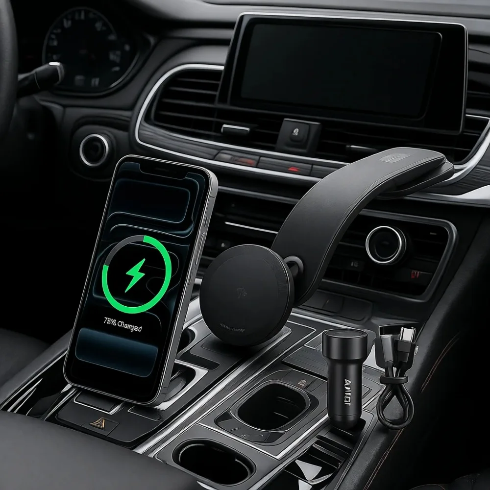 

Magnetic Wireless Car Charger 360 Adjustable Mount 15W Qi2 Certified Fast Charging for iPhone