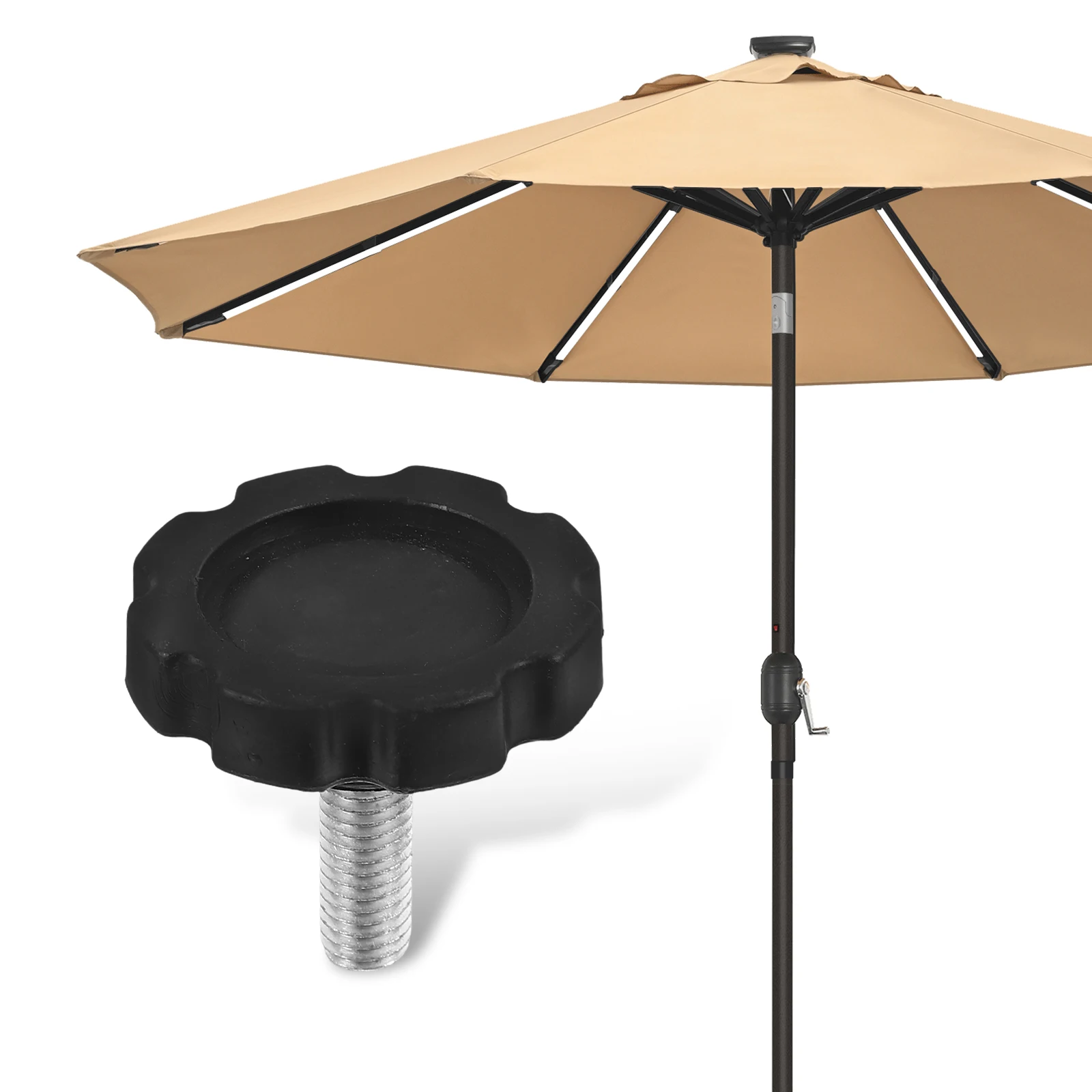 2 Pcs Foot Screws Umbrella Base Replacement Insert Patio Electric Car Parts Steel