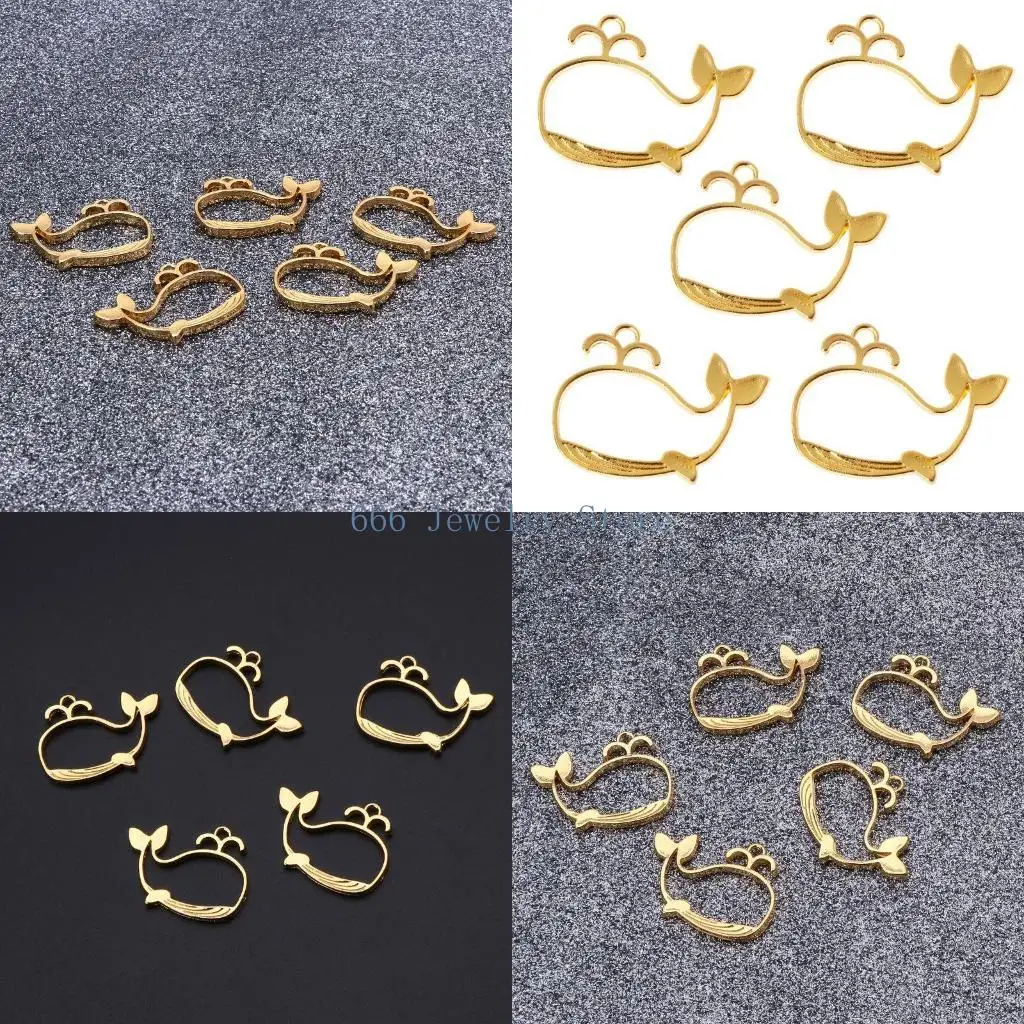 F2TD 5x Regenbogen-Metallrahmen-Anhänger mit offener Lünettenfassung, UV-Harz-Anhänger für DIY-Handwerk, Halskette, Armband,