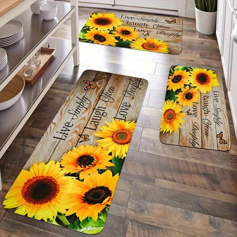 

Кухонный коврик под дерево подсолнечника в фермерском доме, нескользящая фланелевая подушка с принтом весенней бабочки для декора коридора и нескольких комнат