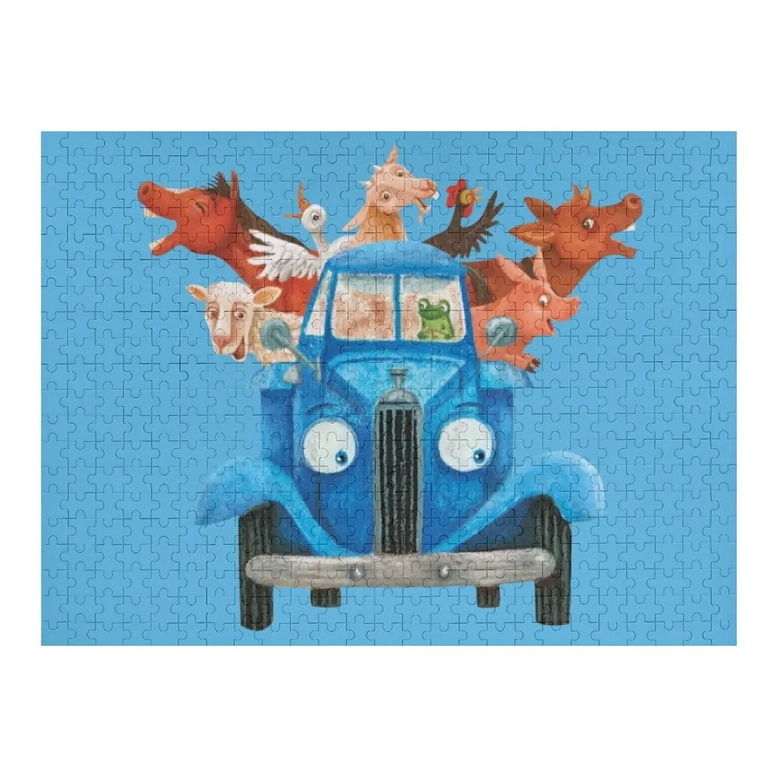 Маленький синий грузовик с классической иллюстрацией сельскохозяйственных животных Головоломка Персонализированная персонализированная головоломка для детей Персонализированная головоломка