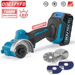 Brushless 76mm Mini Angle Grinder 3 Inch Cordless Mini Cutting MachineWith Blades Wood Power Tools for Makita 18v Battery