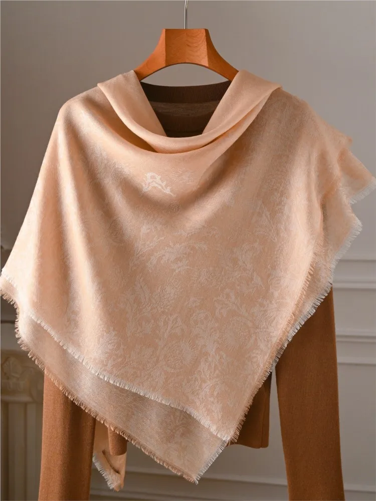Jacquard thin real velvet scarf shawl summer air-conditioned room silk large square