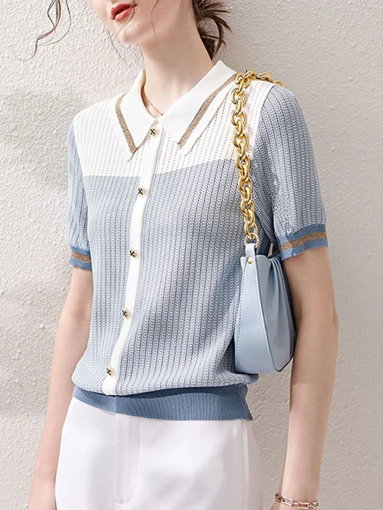 الحرير الجليدي الجوف خارج ort Sve محبوك irt عادية التخسيس الصيف أعلى طوق قاعدة irt Faionable تخفيف Sle #1