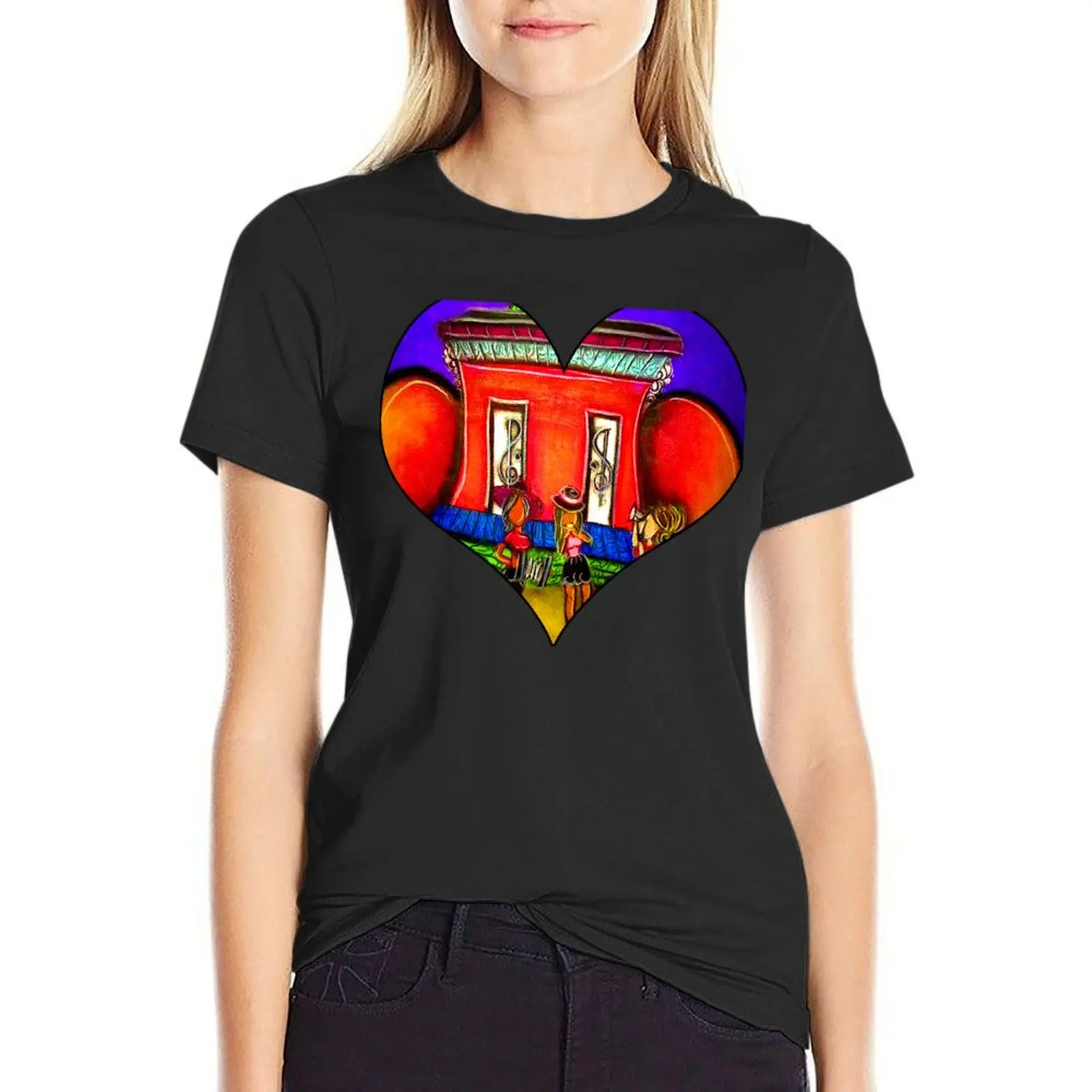Heart Girl Zydeco Band T-Shirt anime clothes Blouse plus size tops t shirts for Women graphic