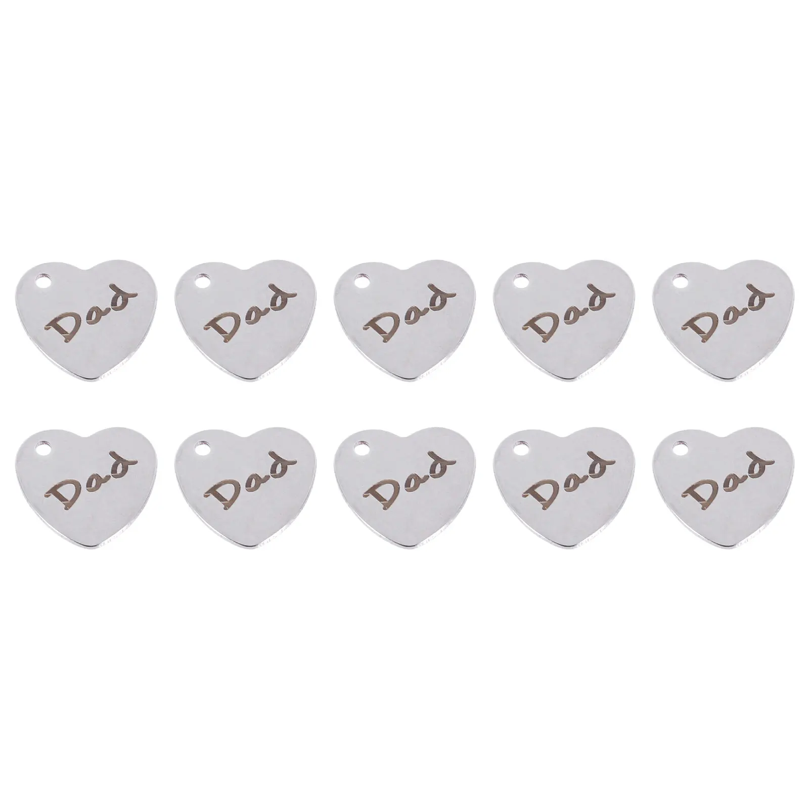 

10 Pcs Shape Stainless Steel Pendant DIY Necklace Charms Bracelet Keychain Supplies Jewelry Heart Pendant Making