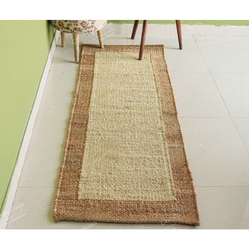 

Natural Jute RUnner Handwoven Dhurrie Vintage Area Rug Bohemian Jute Rug