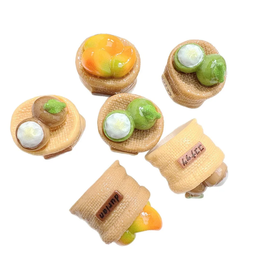 50PCS Three Dimensional Cloth Bag Fruit Ornament Resin Food Toy DIY Keychain Mobile Phone Chain Creative Pendant Accessory