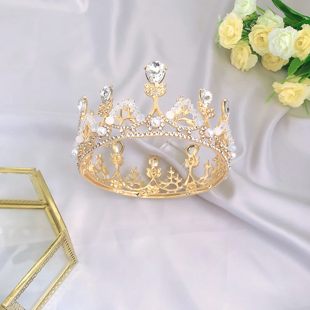 

Crown Hair Accessories Girls Headdress Birthday Fashion Alloy Round Shiny Crystal Rhinestones Elegant Party