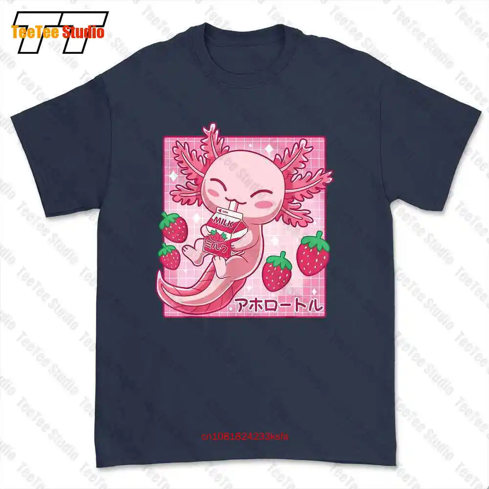 Kawaii Axolotl Strawberry Milk Shake Carton T-shirt Tee CJMD