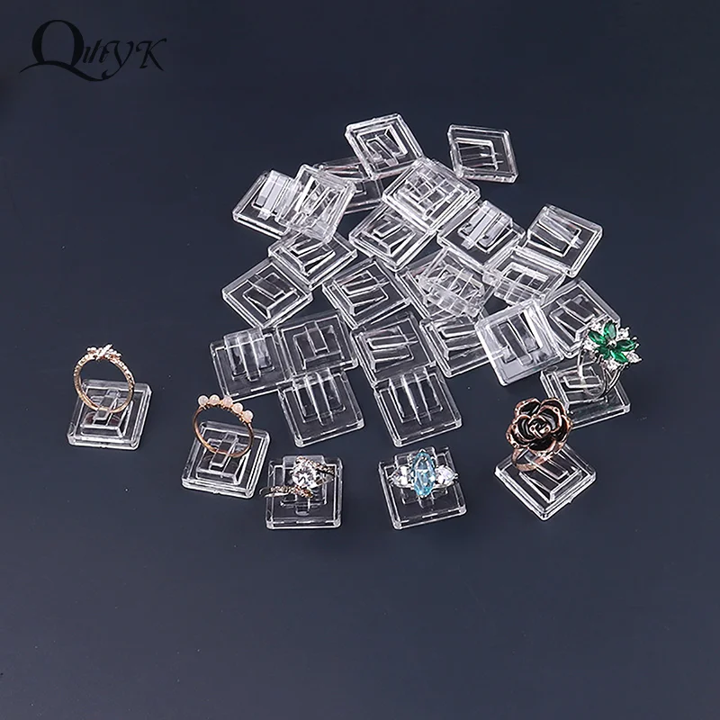 

5Pcs Mini Clear Rings Display Rack Plastic Jewelry Storage Strand Bracket Showcase Shopwindow Display Racks Storage Organizer