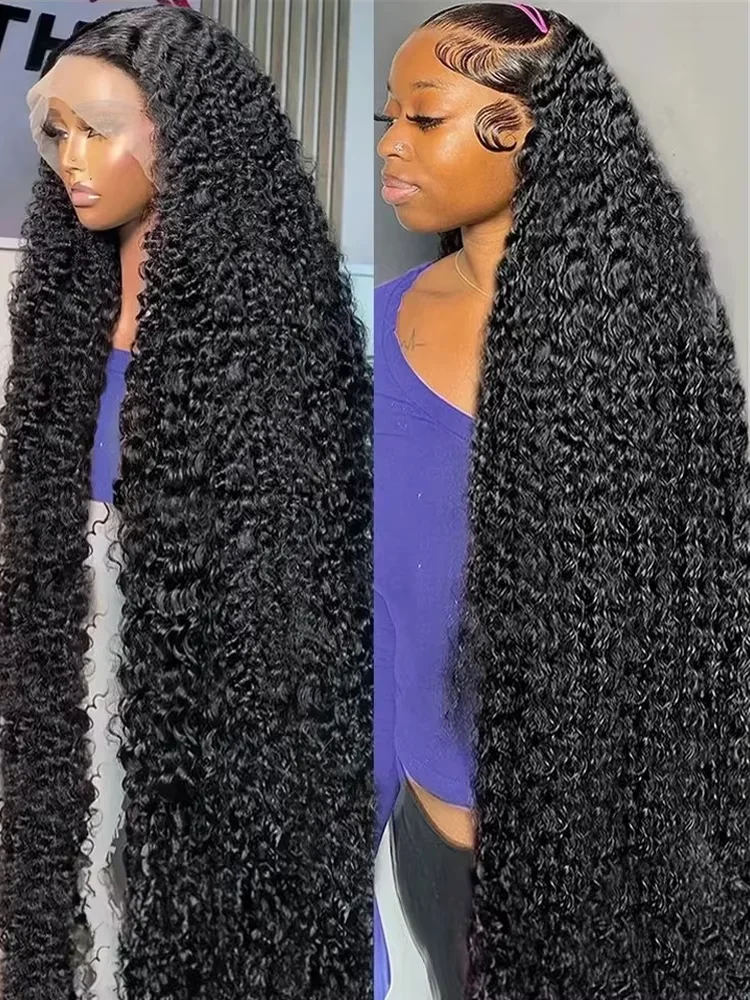 Peluca rizada de cabello humano para mujer, postizo de encaje frontal HD 13x6, 30, 40 pulgadas, onda profunda suelta, 220 de densidad, pelo Remy crudo indio prearrancado