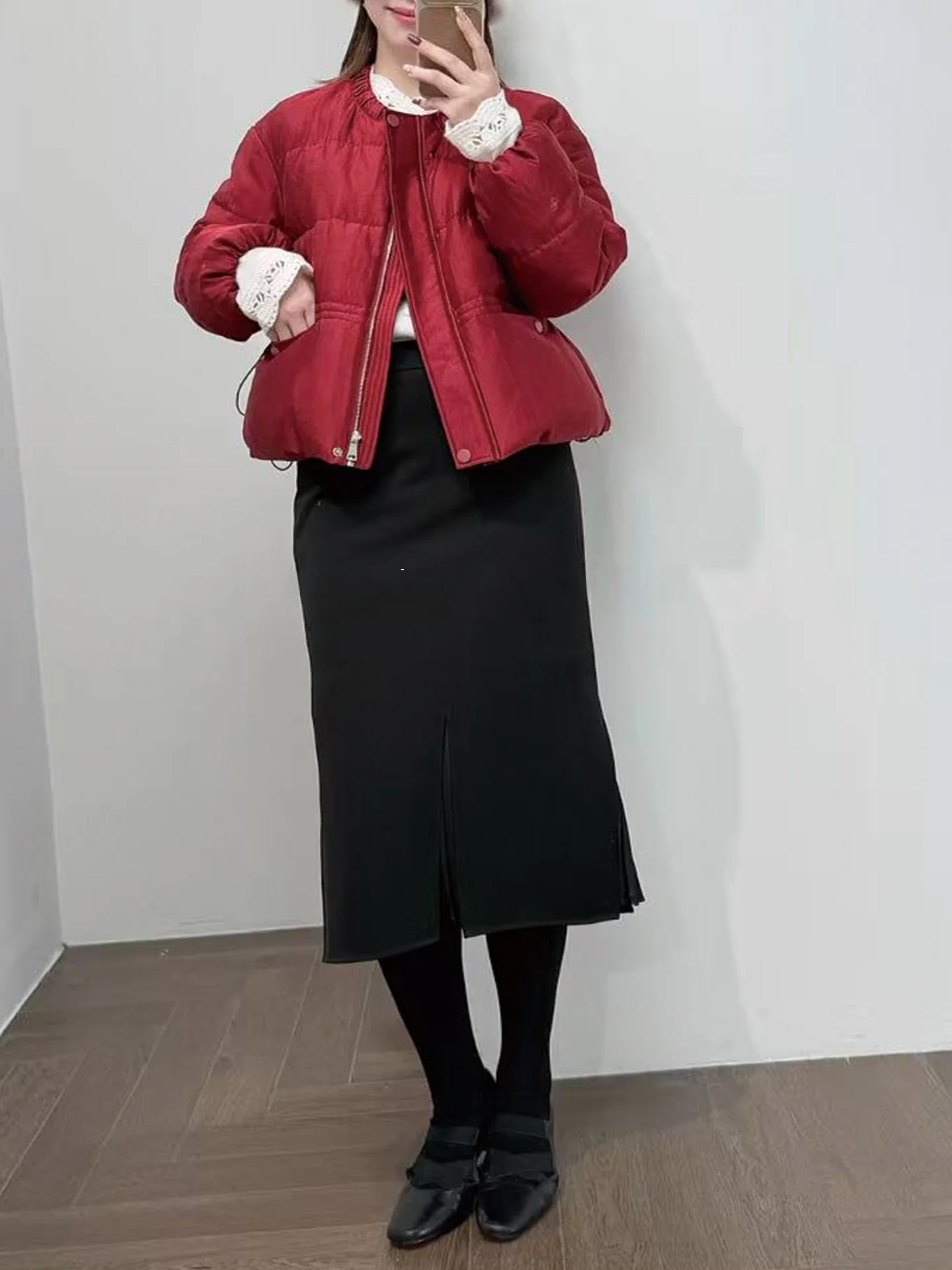 

Юбка-плиссе ST Ele Slimming из ацетата с эластичной талией, повседневная, средней длины, из утолщенного хлопка, не требует глажки