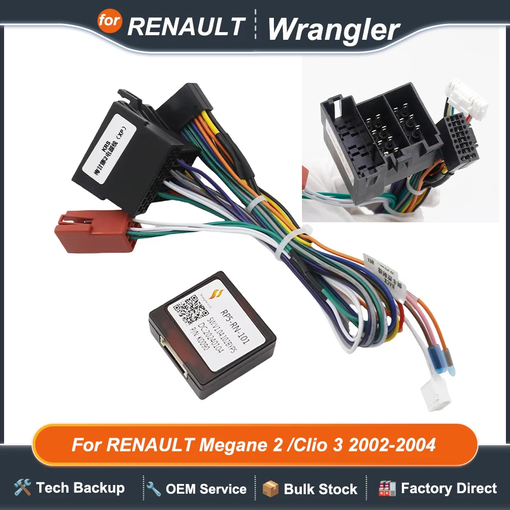16 pines para RENAULT Megane 2 /Clio 3 2002-2004 reproductor Android Cable de alimentación adaptador de Audio kit de ajuste de tablero Panel Facia