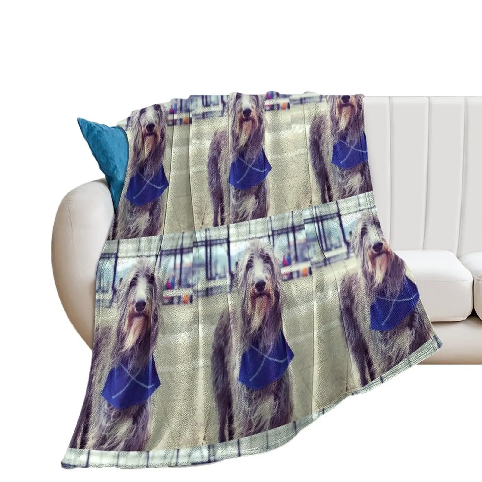 

Scottish Deerhound with Scottish Flag Throw Blanket for winter Picnic Blankets