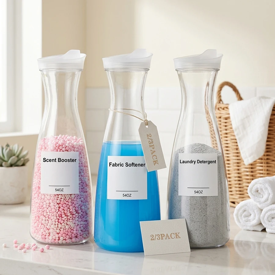 2/3PACK Clear Container Organizer Laundry Detergent Dispenser 54OZ Laundry Soap Disepenser, Liquid Laundry Detergent Container
