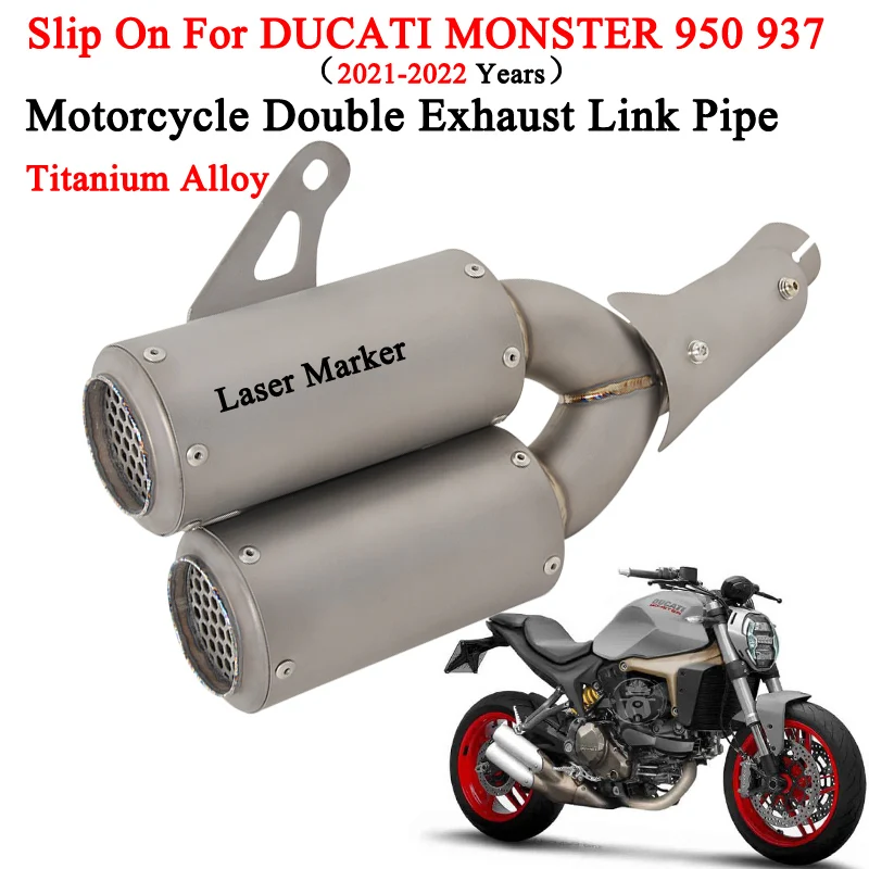 

For DUCATI MONSTER 937 950 21-22 Motorcycle Double Exhaust Escape Modify Link Pipe Titanium Alloy Motocross Muffler DB Killer