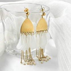 1pair Stylish Jellyfish Medusa Tassels Stainless Steel Women's Earring 14K Gold Plated Fashion Women's Jewelry For Daily Wear