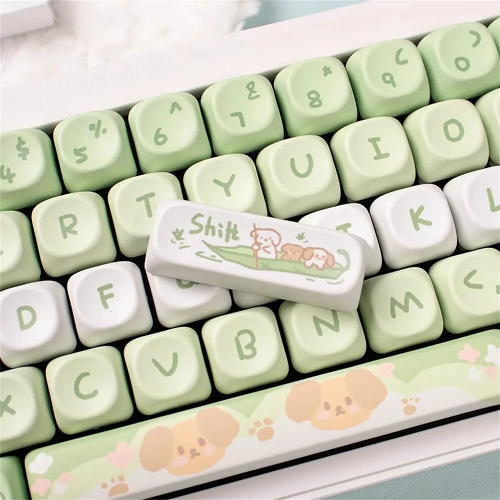 Kit de tapas de teclado mecánico Matcha Puppy, perfil MOA, PBT, 61/64/68/84/75/87 teclas, 95 teclas, GMK67