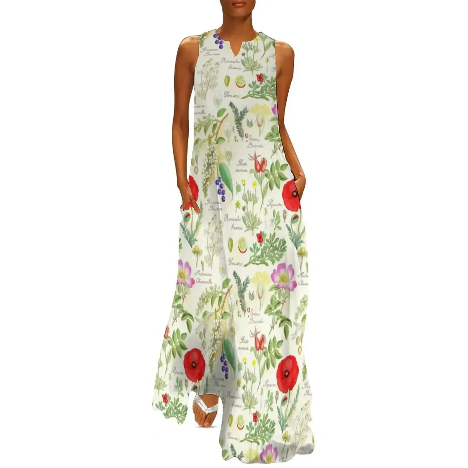 

Botanical sketch Long Dress dresses summer birthday dresses for women elegant women's sets Dress
