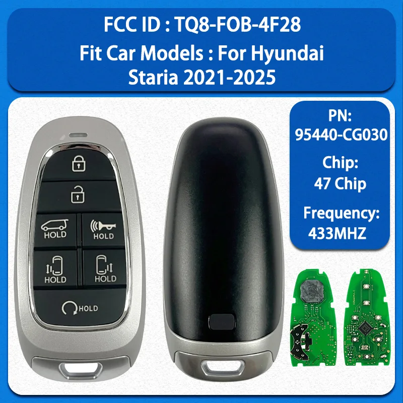 

CN020260 Aftermarket 7 Buttons Smart Key PN 95440-CG030 FCC TQ8-FOB-4F28 47 Chip 434MHz Keyless Go For Hyundai Staria 2021-2022