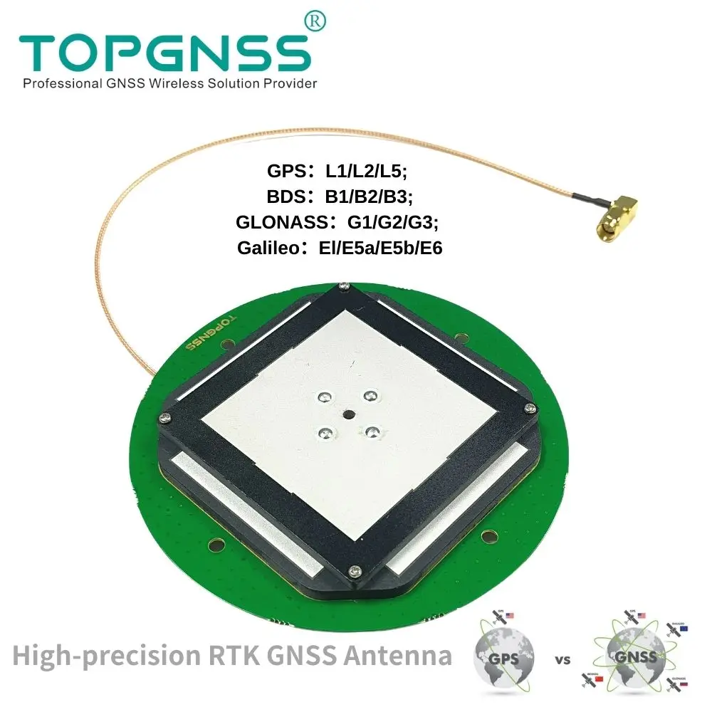 TOPGNSS TOP128S built-in high precision RTK antenna supports L1 L2 L5 GNSS GPS GLONASS GALILEO QZSS F9P SMA 30CM